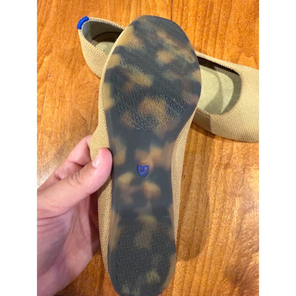Rothy's The Max Square Mary Jane Flat Ballet Tan Size 7 Classic Washable Comfort - Picture 2 of 3